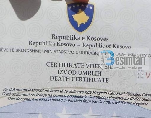 ÇERTIFIKATA E VDEKJES!!